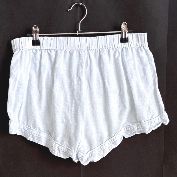 J.Crew S Womens White Linen Cotton Pajama Set Long Sleeve Top Shorts - Picture 6 of 10